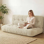 Vercraft 63 Inch Folding Sofa Bed Convertible Chair, 2-in-1 Convertible Boneless Sofa Floor Cushions Couch Mattress Oversized Corduroy Upholstered Sleeper Chair for Living Room Guest Apartment(Beige)