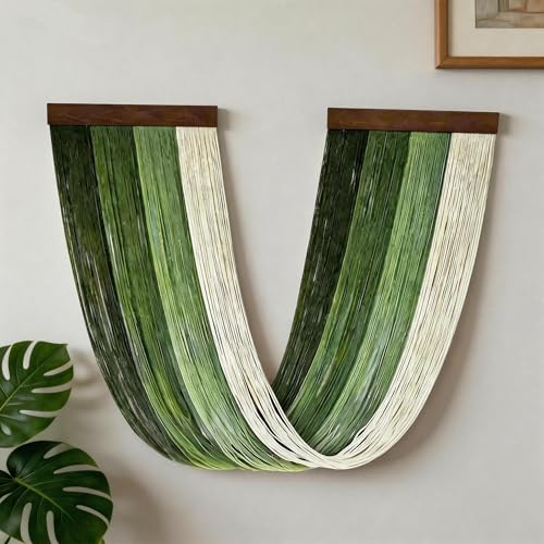 Large Macrame Wall Hanging Macrame Wall Decor Tapestry For Headboard Bedroom Livingroom Boho Fiber Home Art (Green-C) - color: Green-C