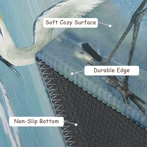 Summer Blue Heron Rug 2x3 Coastal Beach Decorative Doormat Summer Small Non-Slip Low Pile Front Door Mat Area Rugs for Living Room Bedroom Home Decor - color: Blue Heron