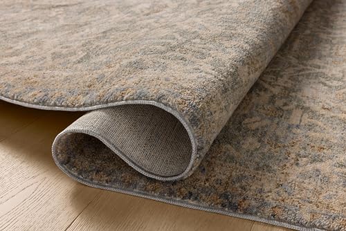 Loloi Magnolia Home by Joanna Gaines Junie Collection JUE-01 Blue/Natural 7'-10" x 7'-10", .38" Pile Height, Round Area Rug - color: Blue / Natural, size: 7'10" (Round)