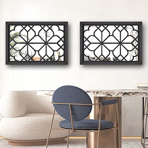 Wocred Set of 2 Rectangular Wall Mirror,Gorgeous Rustic Farmhouse Accent Mirror,Black Entry Mirror for Bathroom Renovation,Bedrooms,Living Rooms and More(11”x15”) - color: Black, size: 11x15 inch - 2 PCS