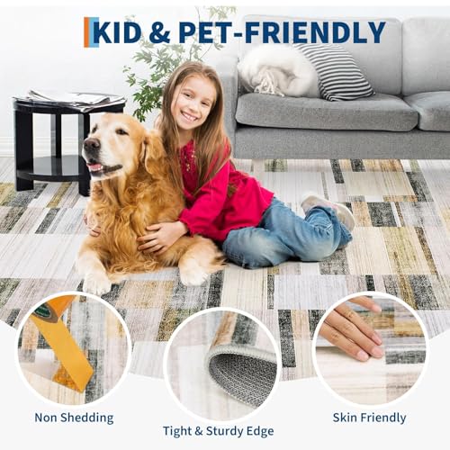 Garvee Washable Runner 2x6 Runner Rug Kitchen Rugs Non Slip Washable Modern Geometric Entryway Rug Soft Low Pile Boho Bathroom Rugs Stain Resistant Carpet for Laundry Bedroom 2'x6' Khaki - color: Grey Multi, size: 2' x 6' (Runner)