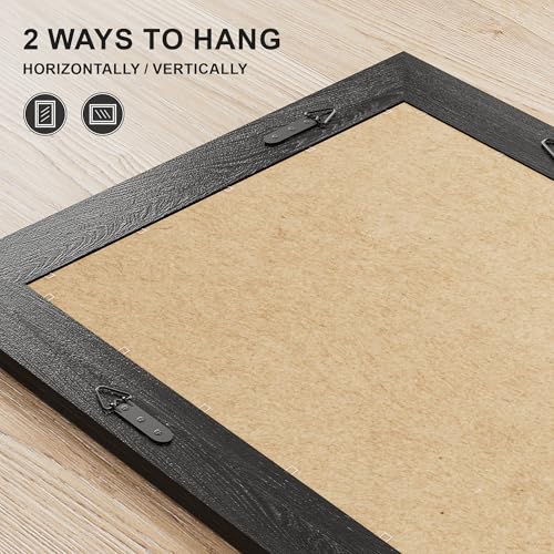 Wood Framed Mirrors for Wall, Black Bathroom Vanity Mirror for Over Sink 26 x 38, Vintage Wall Mirror for Bathroom Sink Hallway Entryway Bedroom Living Room Farmhouse Boho Style - color: Wooden Black, size: 38"L x 26"W