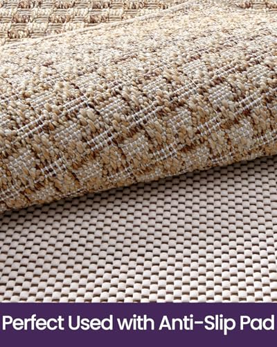 DEXI Dirt Trapper Door Mat, 31x60 Washable Doormat, Dirt Resistant and Absorbent, Easy Clean Low-Profile Floor Rugs for Entryway, Front Door, and Inside Entrance, Checkered Beige - color: Checkered Beige, size: 2'7" X 5' (Rectangular)