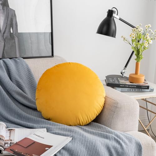 S_SSOY Round Throw Pillow 18",Soft Dutch Fleece Throw Pillow Round Cushion Floor Pillows for Living Room Sofa Bed Chair Floor Car Home Decoration (Yellow) - color: Yellow