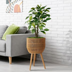 Casafield Indoor Planter with Stand, Natural Floor Planter with Wood Legs, Large Plant Pot Cover with Liner for Houseplants, Flower Pots and Trees - color: Natural With Natural Legs