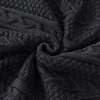 Longhui bedding Black Acrylic Cable Knit Sherpa Throw Blanket - Thick, Soft, Big, Cozy Knitted Fleece Blankets for Couch, Sofa, Bed - Large 60 x 80 Inches Coverlet All Season - color: Black, size: 60"x80", Oversize
