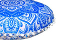 ICC Floor Pillows & Cushion Covers, Decorative Hippie Mandala Pouf Pillow Cover Bohemian Seating Meditation Cushion Cover, Large Boho Ottoman Case Pillowcase for Couch 32" Round Blue Flower - size: 32" x 32" (Pack of 1), style: Blue Flower