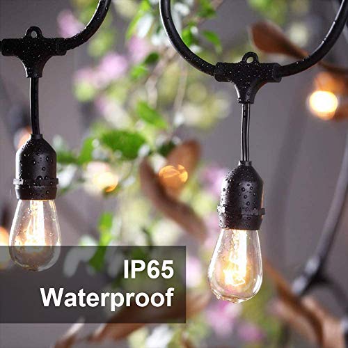 SUNTHIN 2 Pack 48FT Outdoor String Lights,Hanging Incandescent String Lights Commercial Grade Waterproof Patio Light Outside with Dimmable Connectable Edison Glass Bulbs for Bistro,Party,Holiday Decor - color: Black, size: 96FT