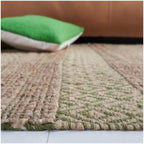 SAFAVIEH Natural Fiber Collection Accent Rug - 3' x 5', Green & Natural, Handmade Boho Farmhouse Rustic Jute & Cotton, Ideal for High Traffic Areas in Entryway, Living Room, Bedroom (NFB653Y)