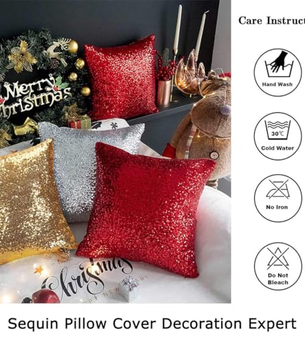 ShinyBeauty 12x12 Inch Hot Pink Sequin Cushion Cover - Luxury Sparkling Pillow Case for Sofa, Bedroom, Birthday Party Supplies - Glam Home Accent Gift - color: Hot Pink, size: 12" x 12" (Pack of 1)