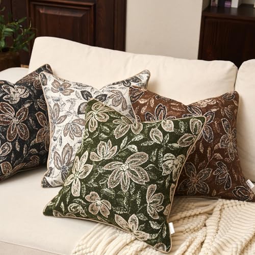 Yangest Flower Pillow Cover 12 x 20 Inches, Nature Chenille Rectangle Throw Pillow Cover Soft Luxury Neutral Accent Couch Pillow Cover for Living Room Bedroom, Green - color: Green, size: 20" x 12" (Pack of 1)