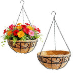 Hanging Planters for Outdoor Plants,2 Pack 12 inch Wire Hanging Baskets with Coco Coir Liner,Hanging Flower Basket for Indoor,Outdoor Garden Decoration