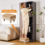 Wimarsbon Natural Seagrass Footstool Ottoman Rectangular Footrest Pouf Ottomans with Wooden Legs Hand Weave Step Stool for Living Room Bedroom Entryway White - color: White, size: 12"D x 16.5"W x 9.5"H
