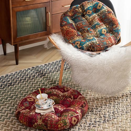 ELEFOCUS Blue Bohemian Seat Cushion,Indoor Boho Chair Cushions for Dining Chairs，Round Chair Pad，Decorative Seat Cushions for Kitchen Chairs(Blue Round B 21X21) - color: Blue Round B 21x21