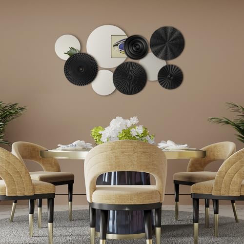 Blulu 9 Pcs Black Mirror Wall Decor Metal Round Home Art Decor Decorative Modern Circle Mirror Wall Art Sculpture Hanging Decorations for Home Living Room Office - color: Black