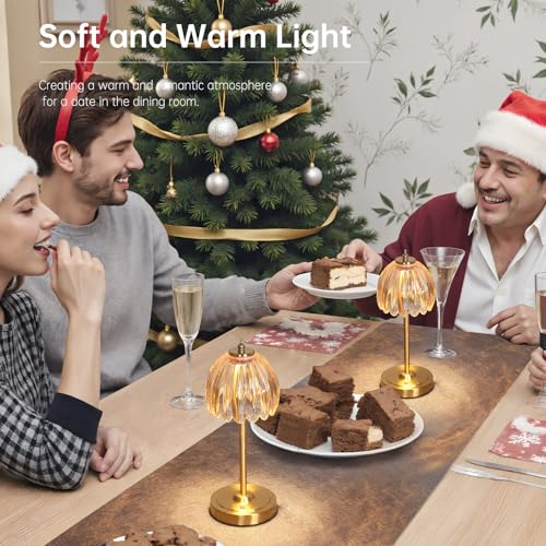 Shenmoyl Tulip Table Lamp with 5000mAh Battery & Touch Control, Cordless Table Lamp with 3 Colors, Dimmable Rechargeable Table Lamps for Bedroom, Nightstands, Living Room, Entryways (Amber Tulip) - color: Amber Tulip, size: 1 Pack