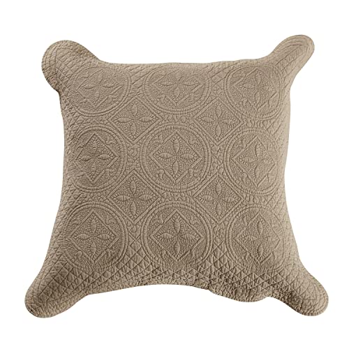 Calla Angel Sage Garden Luxury Pure Cotton Matelasse Quilted Pillow Sham, Euro, 26x26, Coffee - color: Coffee, size: European
