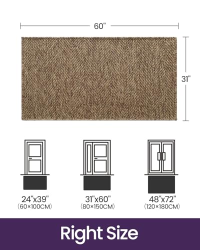 DEXI Dirt Trapper Door Mat, 31x60 Washable Doormat, Dirt Resistant and Absorbent, Easy Clean Low-Profile Floor Rugs for Entryway, Front Door, and Inside Entrance, Brown - color: Brown, size: 2'7" X 5' (Rectangular)