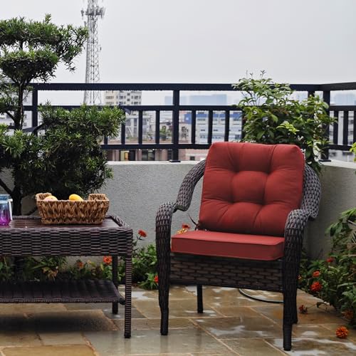 JMGBird Outdoor Chair Cushions Set - 22"x22" Deep Seat & Back Cushions, Water-Resistant Tufted Pillows for Patio Furniture - color: Red, size: 22"×22"