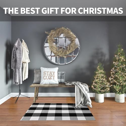 IOHOUZE Buffalo Plaid Checkered Rug 2x3 Ft Front Door Mats, Washable Area Rugs for Front Porch Decor, Spring Summer Welcome Mats Outdoor, Black White Rug for Farmhouse/Entryway/Home Entrance - color: Black and White, size: 2' x 3' (Rectangular)