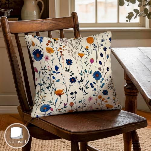 OBSEDE Dainty Botanical Floral Decorative Throw Pillow Covers, Set of 4 Minimalist Cushion Cases 18x18 Inch - color: Dainty Botanical
