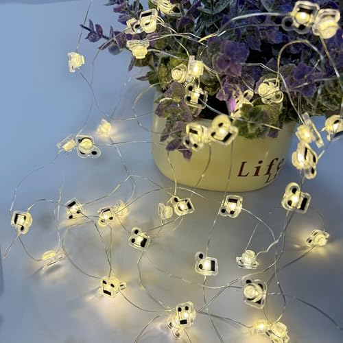 GUOCHENG 16FT 50LEDs Music Note String Lights, Music Stave Fairy Light 3AA Batteries Operated Decorative Light Strings, Musical Starry Lights for Indoor Outdoor(1 Pack) - color: 5m warm