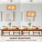 Rattan Chandelier for Dining Room, 5-Light Large Farmhouse Chandeliers Hand Woven Boho Pendant Light Fixture, 19'' Brushed Nickel Wicker Chandelier for Foyer Hallway Bedroom Kitchen Living Room - color: 5-Light Nickel