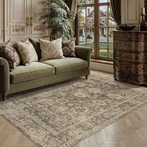 3x4 Washable Area Rug for Entryway Brown Vintage Non-Slip Low Pile Distressed Rustic Carpet Door Mat Soft Small Door Mat Small Throw Rug for Entrance - color: Retro | Brown, size: 3' x 4' (Rectangular)