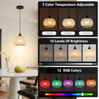 Boho Pendant Light Battery Operated,Rechargeable Woven Pendant Light with Remote,Rattan Pendant Light Fixtures for Kitchen Island,Wicker Hanging Lights for Dining Room Bedroom Hallway Entryway. - size: 7.87 in