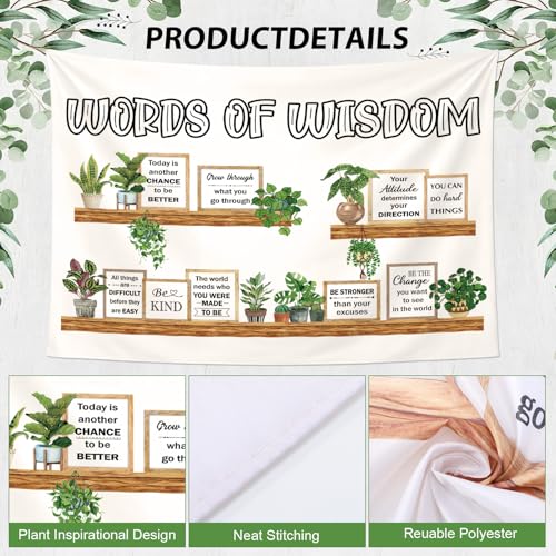 Tiamon Motivational Tapestry 5 x 4 ft Inspirational Classroom Wall Decorations Positive Affirmations Tapestry Backdrop Banner for School Office Home Bedroom Living Room Dorm Wall Decor (Greenery) - color: Beige, size: 11.8"L x 9.8"W, style: Greenery
