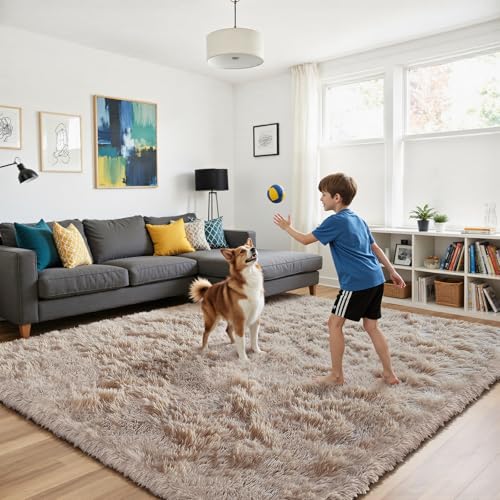Fluffy Rug Shag Area Rug, Beige 2x4 Area Rugs for Bedroom, Small Bedside Rug, Soft Fluffy Shag Entryway Throw Rugs for Living Room Bedroom Room Home Decor - color: Beige, size: 2' x 4' (Rectangular)