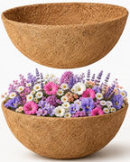 Y&M 2 Pack 16 Inch Coco Liners for Hanging Basket Planters, Round Natural Coconut Coir Fiber Replacement Liners for Outdoor Garden Flower Baskets and Planters - size: 2pc 16inch