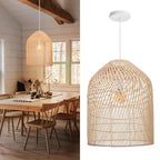 Arturesthome 1 Light Wicker Bell Pendant Lamp, Design Basket Rattan Woven Pendant Light Shades, Handmade Hanging Ceiling Lights Crafts Lampshade 16.5"*20.8" - size: W 16.5" * H20.8"
