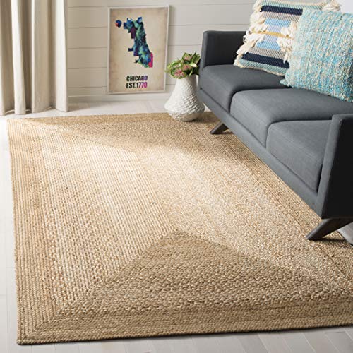 SAFAVIEH Natural Fiber Collection Area Rug - 8' Square, Natural & Ivory, Handmade Farmhouse Boho Coastal Rustic Jute, Ideal for High Traffic Areas in Living Room, Bedroom (NF885B) - size: 8' x 8' (Square)