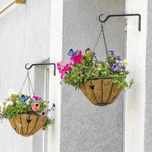 10 inch Plant Hanger, Sturdy Hanging Plant Bracket Outdoor, Hanging Plant Wall Hook Heavy Duty, for Hanging Bird Feeders, Planters, Lanterns, Wind Chimes, Indoor/Outdoor Use, Black, Set of 2 - color: Black, size: 10in-2-Black