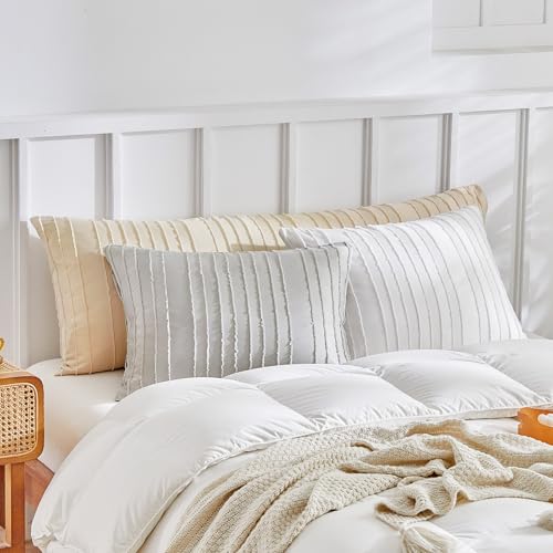 WARMDERN Khaki Striped Pillow Covers Body Pillow Cover Soft Microfiber Stripe Pillow Cases Boho Tufted Stripes Textured Pillowcase with Envelope Closure(Khaki, Body, 20x54 Inches) - color: Khaki-striped, size: 20" x 54" (Pack of 1)
