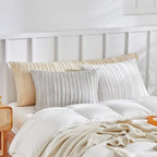 WARMDERN Khaki Striped Pillow Covers Body Pillow Cover Soft Microfiber Stripe Pillow Cases Boho Tufted Stripes Textured Pillowcase with Envelope Closure(Khaki, Body, 20x54 Inches) - color: Khaki-striped, size: 20" x 54" (Pack of 1)