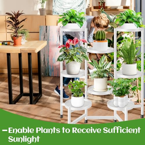 8 Tier Plant Stand Indoor Tall, Tiered Plant Stands Outdoor for Multiple Plants, Corner Metal Folding Flower Display Holders Rack Shelf for Living Room Balcony Garden, Cream White - color: 8 pots-Cream white