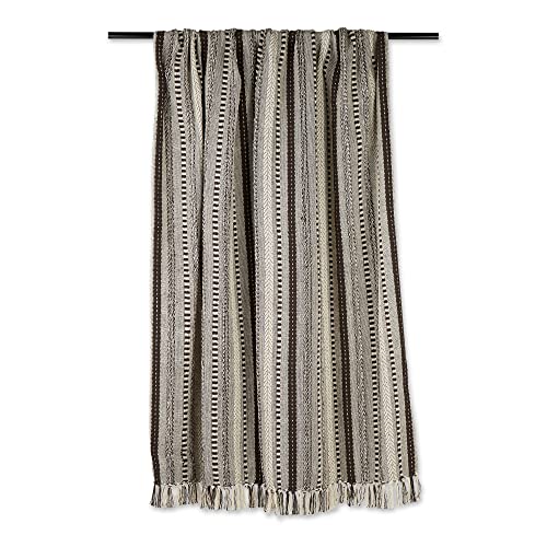 DII Braided Striped Decorative Throw Blanket, 50x60, Dark Brown - color: Dark Brown