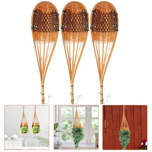 Small Hanging Woven Baskets Handcrafted Bamboo Flower Planters Lightweight Indoor Hanging Basket for Home Office Garden Decor