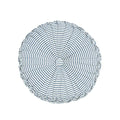 Lush Decor Farmhouse Ticking Stripe Yarn Dyed Pleated Decorative Throw Pillow, 14" Round, Blue - Round Pillow - Throw Pillows For Bed, Couch, Or Chair