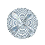 Lush Decor Farmhouse Ticking Stripe Yarn Dyed Pleated Decorative Throw Pillow, 14" Round, Blue - Round Pillow - Throw Pillows For Bed, Couch, Or Chair