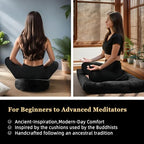 Meditation Cushion Set Zafu & Zabuton – Buckwheat Hull & Memory Foam, Adjustable Floor Pillow for Yoga, Meditation & Sitting, Removable Velvet Cover (Classic Black) - color: Classic Black