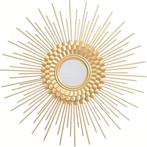 31 Inch Gold Sunburst Wall Mirror, Boho Round Mirror for Living Room/Bedroom/Bathroom/Entryway - Modern Decorative Mirror Home Decor - size: 28 Inch