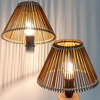 Rattan Clip-On Mini Lamp shades, Handmade Bamboo Wicker Cover Shades for Lamps and Chandeliers,2.9" Top X 6.5" Bottom X 4.5" Slant Height (2, Coffee Brown) - color: Coffee Brown