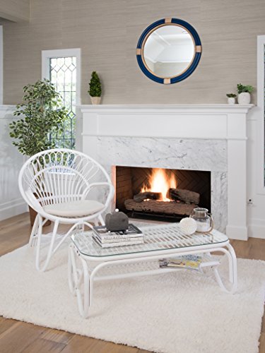 Kouboo Nautical Decorative Wall Mirror in Rattan, Royal Blue