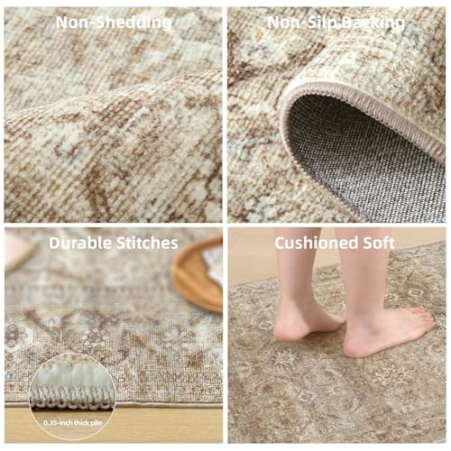 Washable Door Mat Indoor Entrance: 2'x3' Small Entryway Rug Boho Area Rugs Non Slip Low Pile Soft Throw Rugs for Inside Front Door Floor Kitchen Bedroom Bedside Dorm Room Entry Home Office - color: Brown and Beige, size: 2' x 3' (Rectangular)