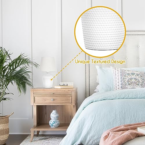 Sucolite Small 11.8'' Table Lamps Set of 2, Bedside Nightstand Lamps for Bedroom Kid’s Room, Cute Desk Lamps with Studded Texture Base for Reading Nursery Living Room Office, White & Beige - color: Beige & White, size: 11.8''