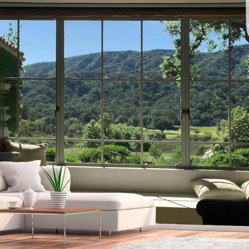 FENDROM Green Forest Natural Tapestry Landscape Window Scenery Wall Aesthetic Tapestry for Bedroom Flannel Beach Blanket Living Dinning Room College Dorm Wall Hanging - color: Jungle, size: 79"L x 59"W
